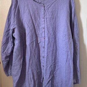 Flax Lavender Casual Button Down Shirt